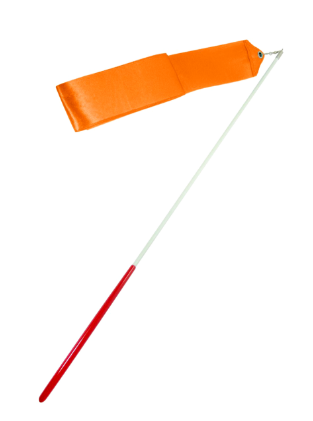 Лента для художественной гимнастики RGR-201, 4 м, с палочкой, оранжевая